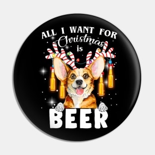 All I Want For Christmas Is Beer Corgi Pin