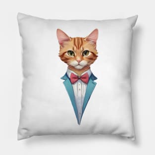 Fancy Cat with Bowtie no.9 Pillow