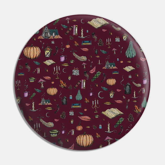 Cozy Cabin Autumn Daze Pattern Pin by Nerds The Word Prints