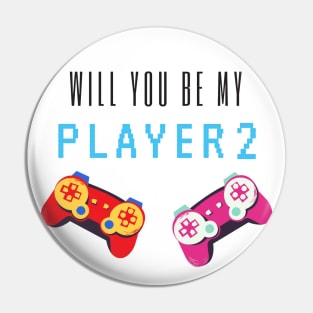 will you be my player 2 - black text Pin