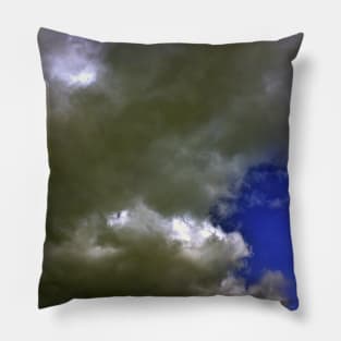 Bold Large Plump Clouds in a Bright Blue Sky on a Sunny Day Photograph Pillow