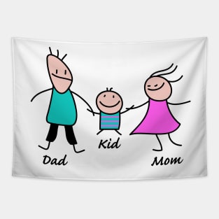 Happy family stick figures Tapestry