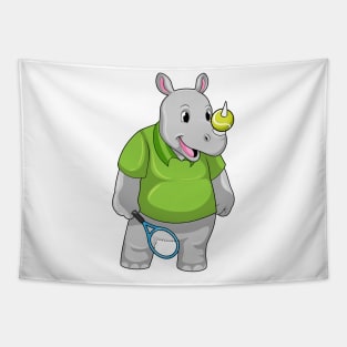 Rhino at Tennis with Tennis ball Tapestry