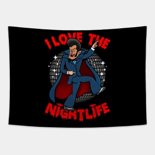 Funny 70's Retro Halloween Disco Dracula Vampire Meme Tapestry