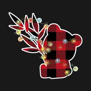 Red Plaid panda Christmas Pajamas Family Xmas Lights T-Shirt