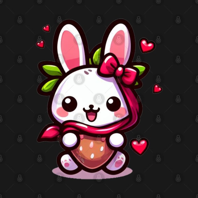 Berry Bunny Delight: Whimsical Strawberry Bunny Wonderland by abdelDes