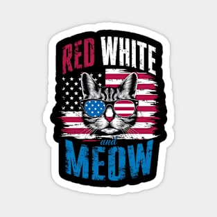 Red White And meow sunglasses Magnet