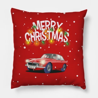 MGB Vintage Car Christmas Sweater Design Pillow