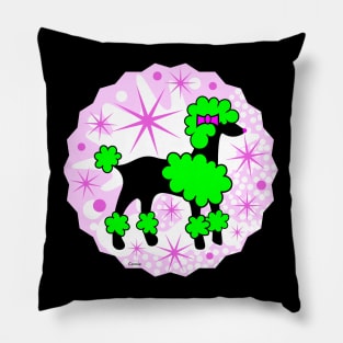 Funny Poodle with Green Hairdo Pillow