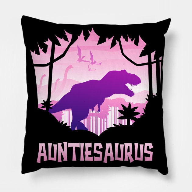 Auntiesaurus T-Rex Auntie Saurus Matching Dinosaur Pillow by PinkyTree