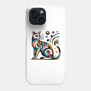 Pop art cat illustration. cubism cat illustration Phone Case