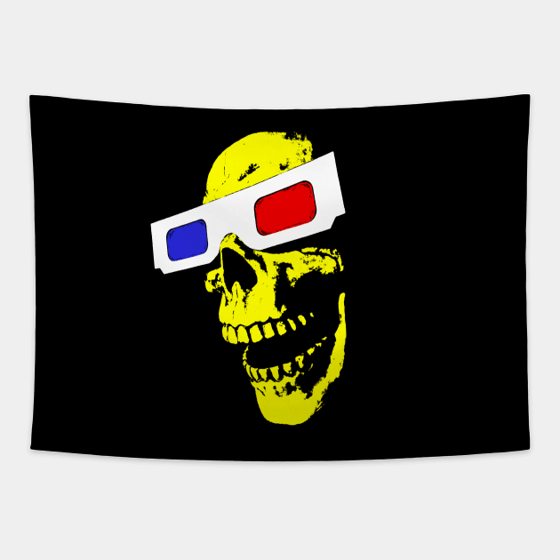 3D Skull (yellow) Tapestry by The Meat Dumpster