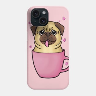 Pug in A Pink Mug Phone Case