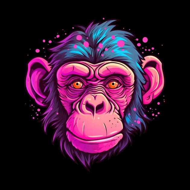 Pink chimpanzee face by Clearmind Arts