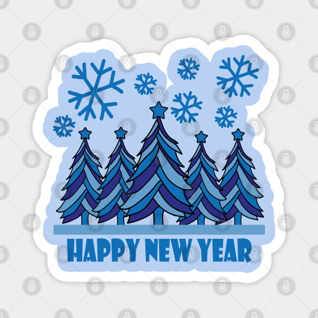 Happy New Year 2024 Tree Snowflakes Magnet by Day81