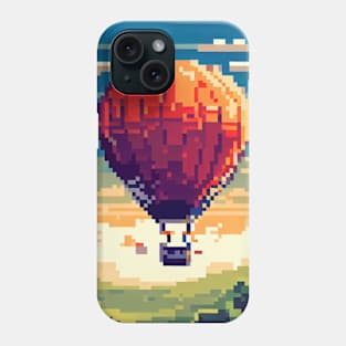 A person taking a hot air balloon ride over the countryside pixel art Phone Case