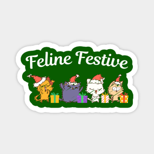 Feline Festive Christmas Cats With Gifts Magnet
