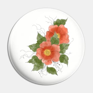 Floral arrangement in watercolor orange, red, yellow and green Pin