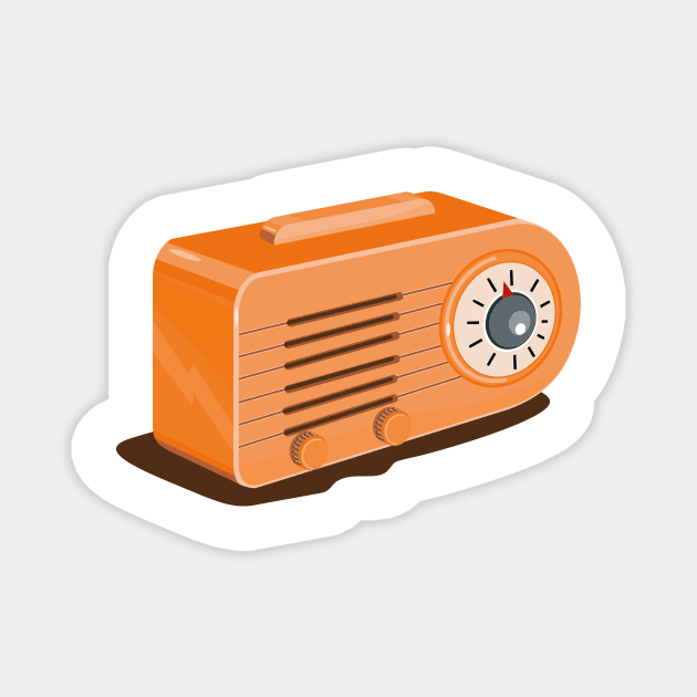 Vintage Transistor Radio Retro Magnet by retrovectors