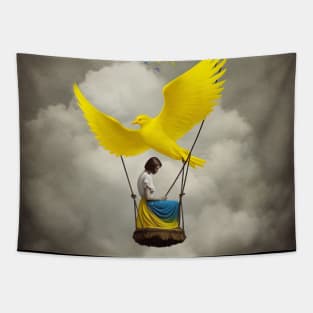 FREEDOM FOR UKRAINE - girl, illustration, painting style Tapestry