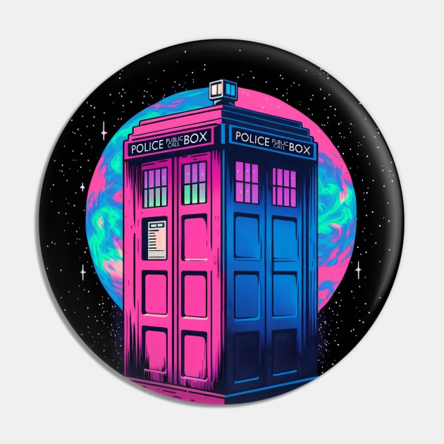 Vaporwave Tardis Pin by NeonOverdrive