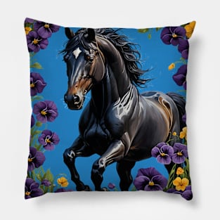 A New Jersey Horse Surrounded By Common Violet Flowers 2 Pillow