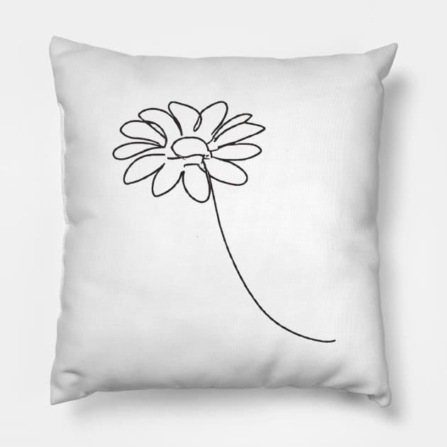 Flower Line Art Pillow by Zenflow