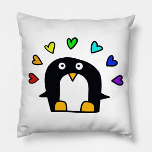 LGBTQ penguin with rainbow Pillow