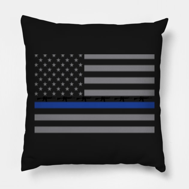 Thin Blue Line AR15 Flag Pillow by Ten20Designs