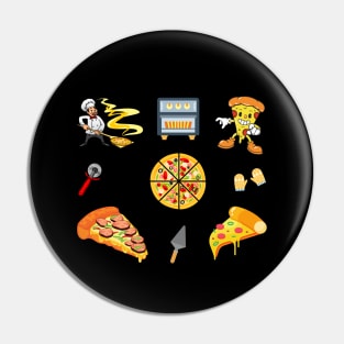 Assorted Veggie and Pepperoni Pizza Toppings Set Designs Pack Pin