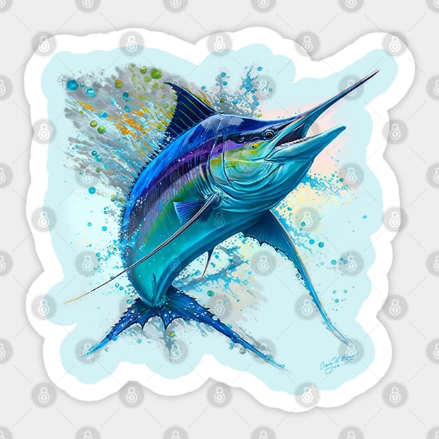 Splashing Blue Marlin - Blue Marlin - Sticker