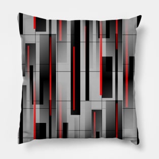 Off The Grid - Abstract - Red, Black, Gray Pillow