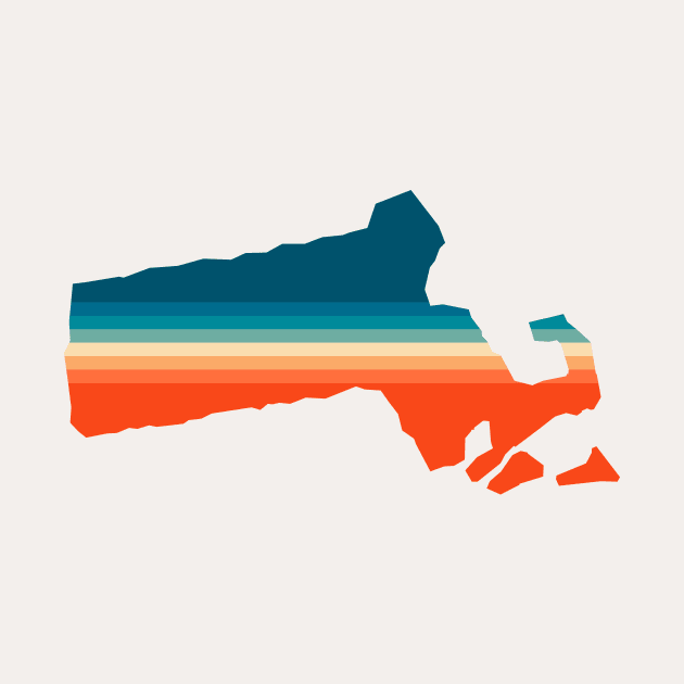 Massachusetts State Retro Map by n23tees