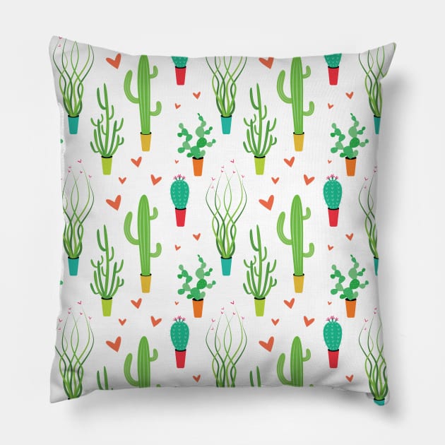 Cactus Love Pattern Pillow by DreamBox