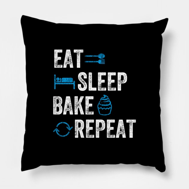 Eat sleep bake repeat Pillow by captainmood