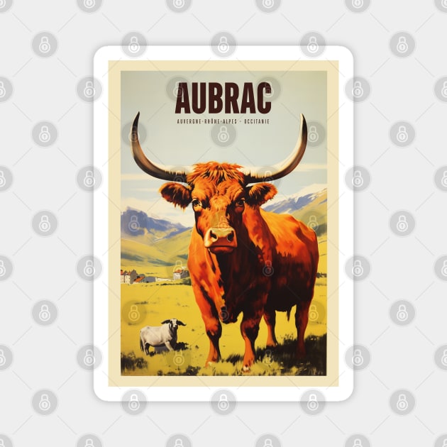 Affiche vintage Aubrac - Auvergne-Rhône-Alpes - France - illustration Magnet by Labonneepoque