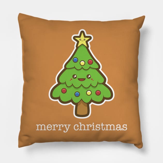 Kawaii Christmas Tree Pillow by HolidayShirts