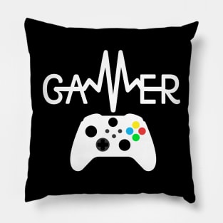 Gamer Heartbeat Xbox White Pillow