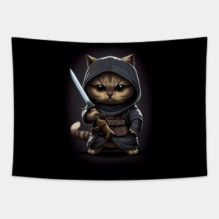 Cute Ninja Cat With Sword Tapestry