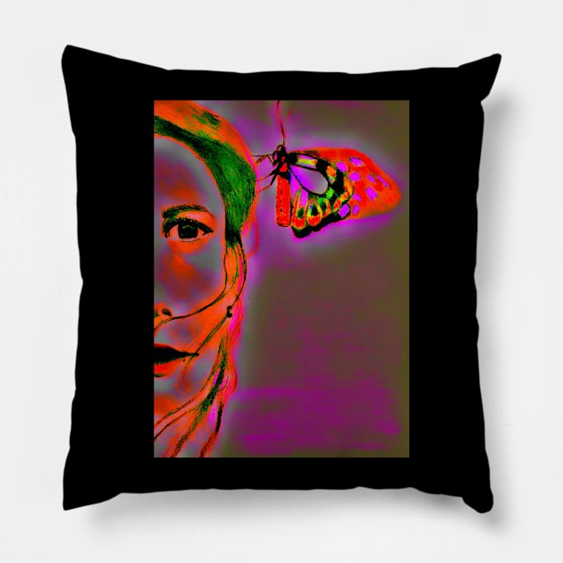 Butterfly Girl Pillow by teenamarie23art