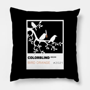 BIRD ORANGE - white card  by COLORBLIND WorldView Pillow