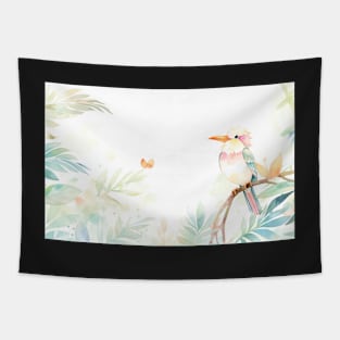 Whimsical and Cute Watercolor Bird Tapestry