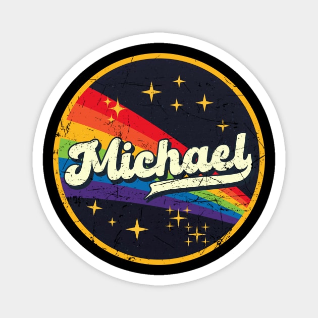 Michael // Rainbow In Space Vintage Grunge-Style Magnet by LMW Art