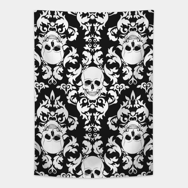 Skull Damask Pattern - Skull - Tapestry | TeePublic Skull Damask Pattern - Skull - Tapestry | TeePublic