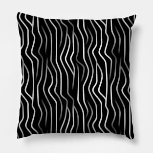 Monochrome Elegance: White Abstract Lines on Black Pillow