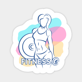 Colored Fitness Emblem with Athletic Woman Magnet