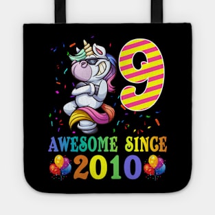 9 Years Old 9th Birthday Unicorn Dabbing Tote