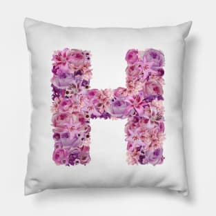 Pink Floral Letter H Pillow