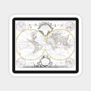 World map wall art 1665 dorm decor mappemonde Art Print Magnet