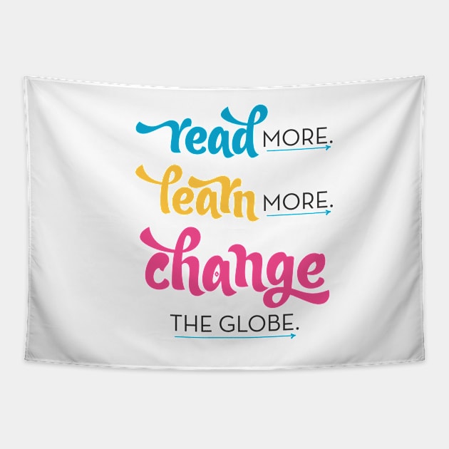 Read More. Learn More. Change the Globe Tapestry by Typeset Studio